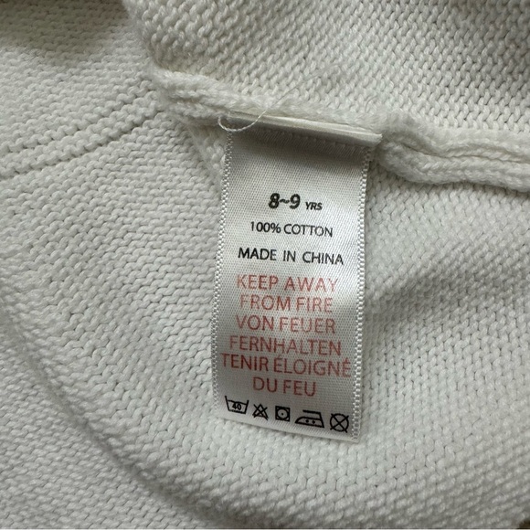 Zebra Fish white Floral Knit Cardigan Sweater Button Up Embroidered Girls Sz 8-9 - Picture 6 of 6